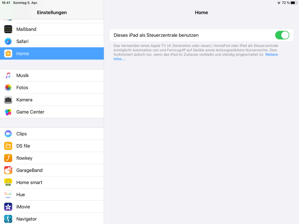 iPad als HomeKit Steuerzentrale