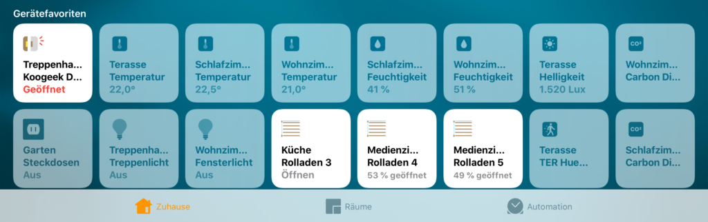 Koogeek DW1 in HomeKit Oberfläche