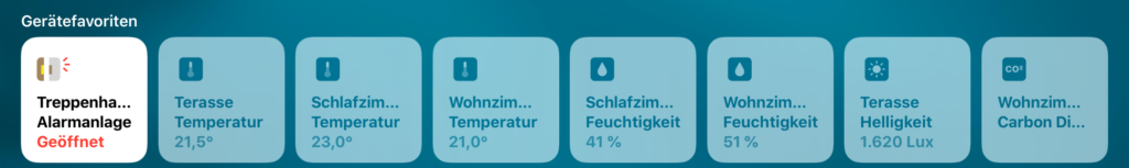 Home App - Sensor geöffnet