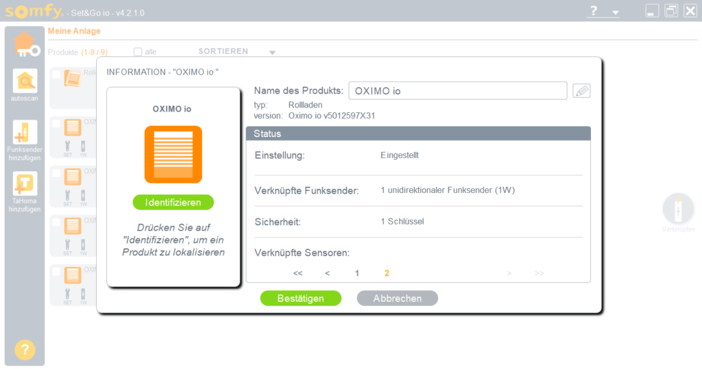 Set/Go Information zum Rollladenantrieb