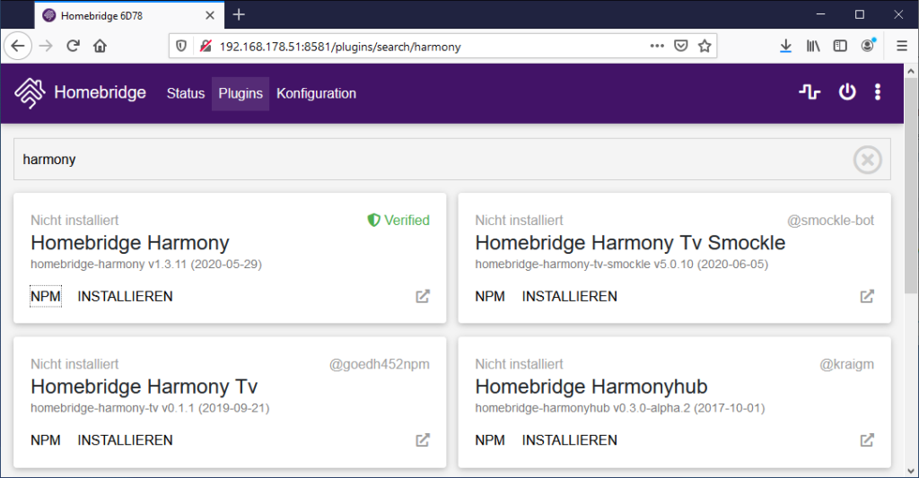 Homebridge Harmony Plugin